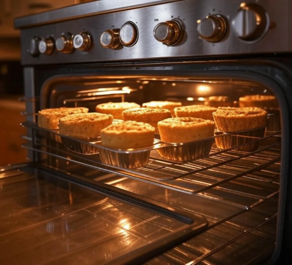 cupcakes horneándose, repostería casera, horno encendido, postres horneados, preparación de pastelitos